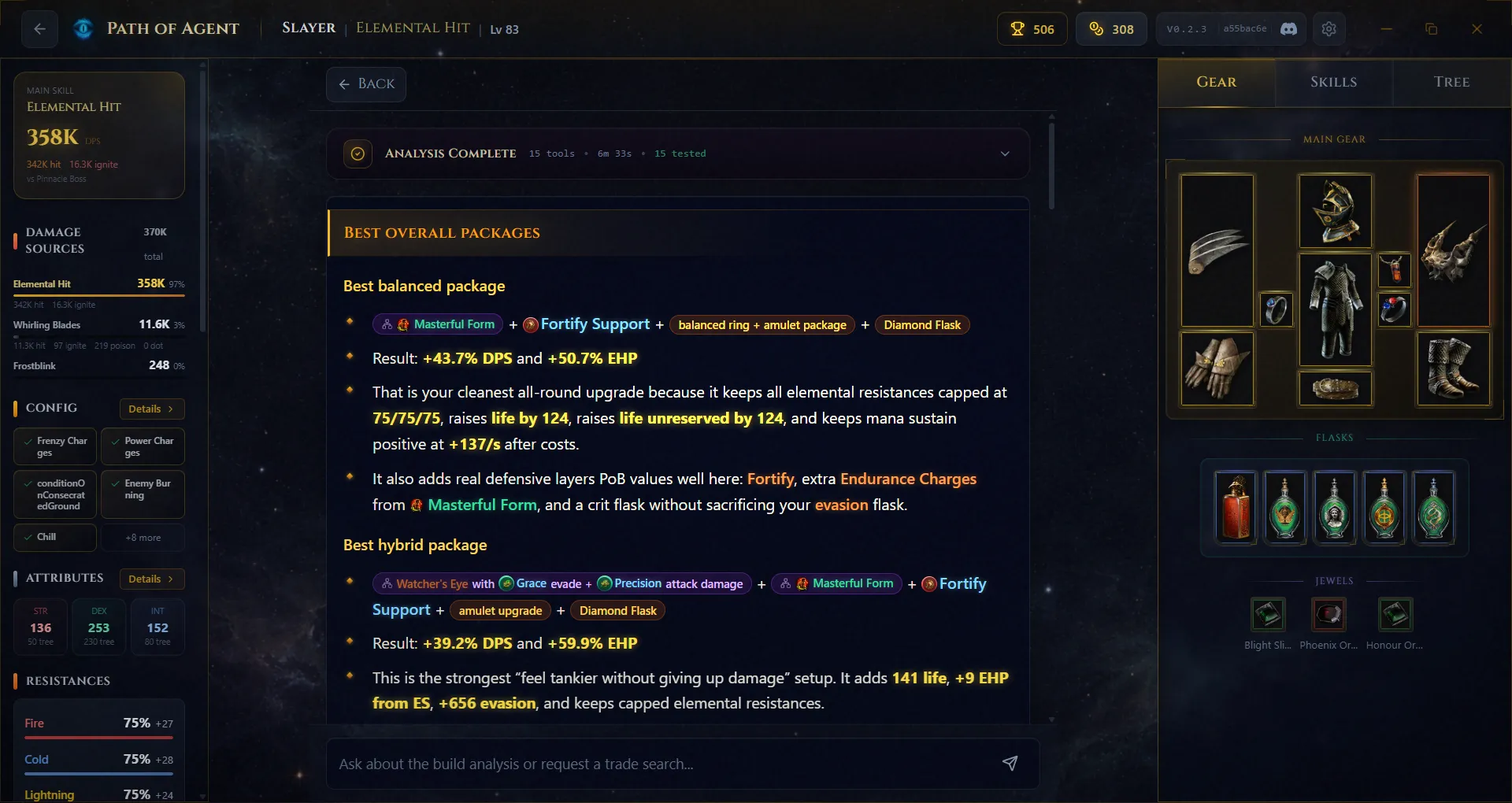 Cross-pathway summary with best balanced and hybrid upgrade packages
